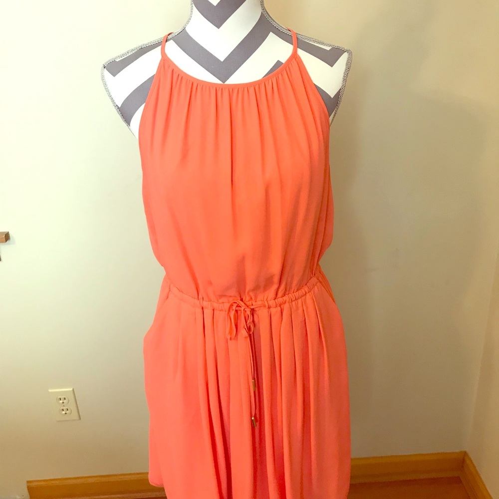Banana Republic Coral chiffon halter dress